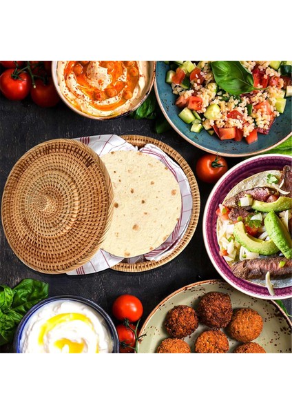 Kapaklı Yuvarlak Rattan Kutular El Dokuma Çok Amaçlı Hasır Tepsi 10.2 Inç Piknik Yemeği Ekmek Masası Saklama Sepeti (Yurt Dışından) indirimleri