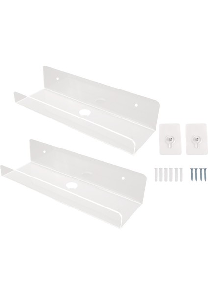 2 Adet Şeffaf Akrilik Duvar Rafı Yüzen Kitap Rafları Duvar, Ekran Duvar Rafları Banyo, Yatak Odası, Mutfak (Yurt Dışından)