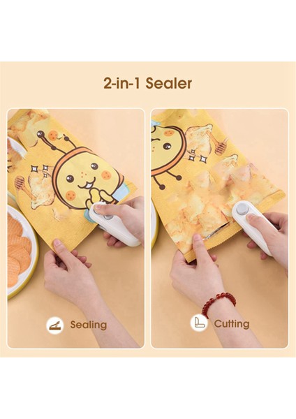 Mini Çanta Kapatıcı, Şarj Edilebilir El Plastik Torba Kapatıcı, Vakum Torbası Kapatma Makinesi Taşınabilir, Beyaz ve Gri (Yurt Dışından) modelleri