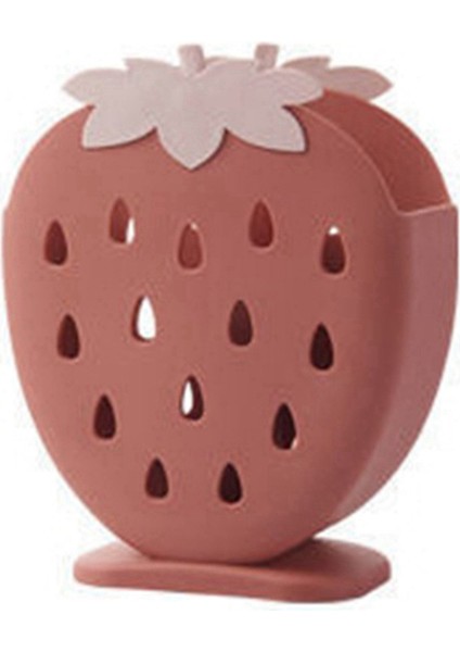 Sevimli Çilek Çubuk Tutucu Drenaj Rafı Mutfak Sofra Takımı Depolama Rafı Drenaj Kaşık Çatal Bıçak Raf Tutucu Kırmızı (Yurt Dışından)