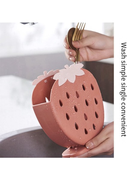 Sevimli Çilek Çubuk Tutucu Drenaj Rafı Mutfak Sofra Takımı Depolama Rafı Drenaj Kaşık Çatal Bıçak Raf Tutucu Kırmızı (Yurt Dışından) modelleri