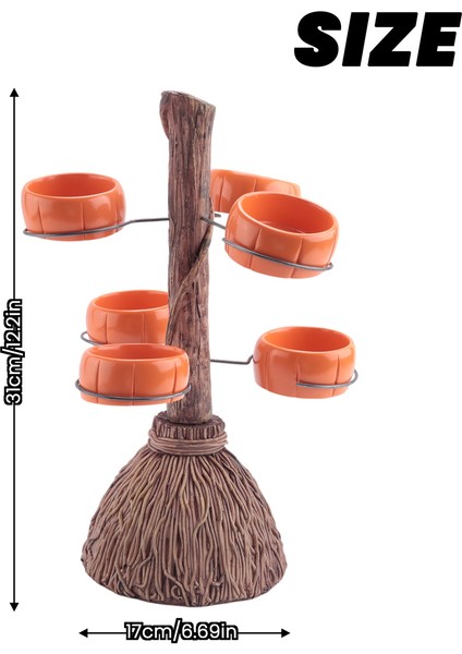 Cadılar Bayramı Balkabağı Atıştırmalık Kase Standı, Cadılar Bayramı Süpürge Sapı Atıştırmalık Kase Standı, Balkabağı Atıştırmalık Tepsisi, Çıkarılabilir Reçine (Yurt Dışından)