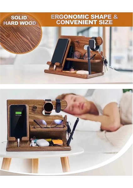 Çok Işlevli Ahşap Depolama Rafı Saatler Mücevher Gözlükler Telefon Tutucu Anahtarlar Düzenleyici Cüzdan Standı Giriş Dolabı Için (Yurt Dışından)