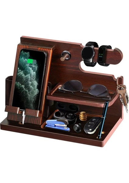 Çok Işlevli Ahşap Depolama Rafı Saatler Mücevher Gözlükler Telefon Tutucu Anahtarlar Düzenleyici Cüzdan Standı Giriş Dolabı Için (Yurt Dışından) modelleri