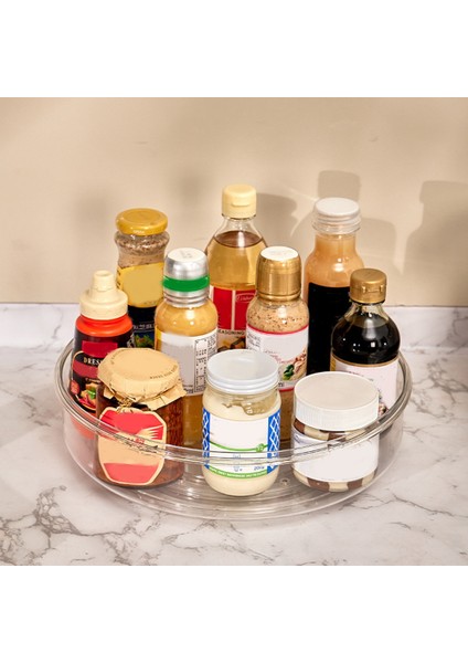 Organizatör Dolabı, Yükseltilmiş 11,5 Inç Şeffaf Döner Tabla, Mutfak, Kiler, Buzdolabı, Banyo Için Döner Baharat Deposu (Yurt Dışından) fiyatları