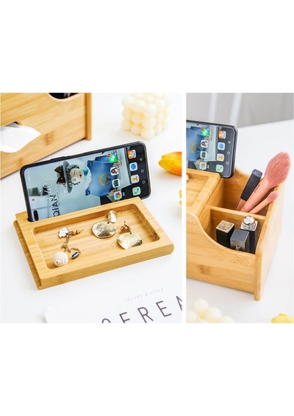 Kahve Masası Uzaktan Kumanda Tutucu Koleksiyonu Kozmetik Fiş Dahil Organizatör Depolama Bambu Ahşap Kutu Rafları, L (Yurt Dışından) modelleri