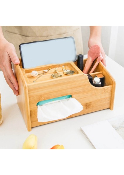 Kahve Masası Uzaktan Kumanda Tutucu Koleksiyonu Kozmetik Fiş Dahil Organizatör Depolama Bambu Ahşap Kutu Rafları, L (Yurt Dışından) indirimleri