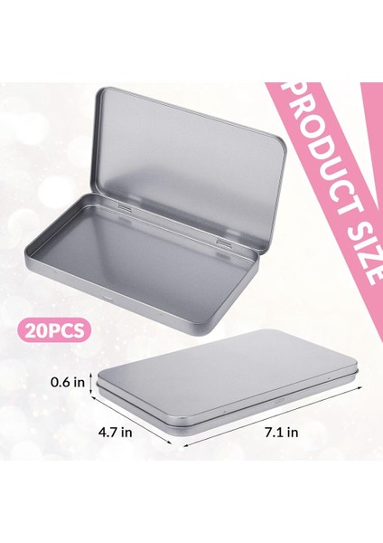 Kapaklı Dikdörtgen Metal Teneke Kutu Metal Menteşeli Kapaklı Teneke Metal Boş Teneke Kutu Konteyner Gümüş Saklama Teneke Kutu, 4 Adet (Yurt Dışından) fiyatları