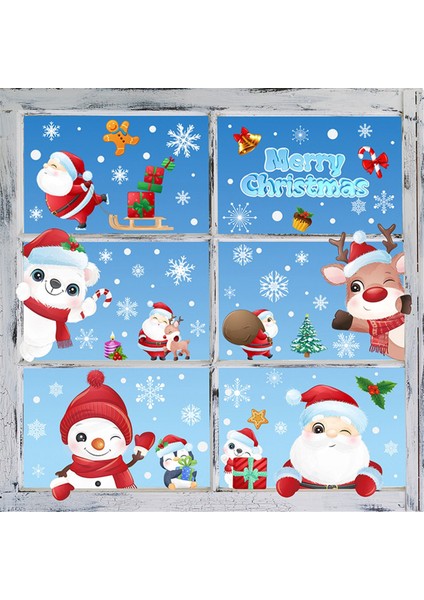 Noel Kar Tanesi Pencere Cam Için Çıkartmalar Tutar, Noel Çıkartmaları Süslemeleri Tatil Kar Tanesi Santa Ren Geyiği Çıkartmaları (Yurt Dışından)