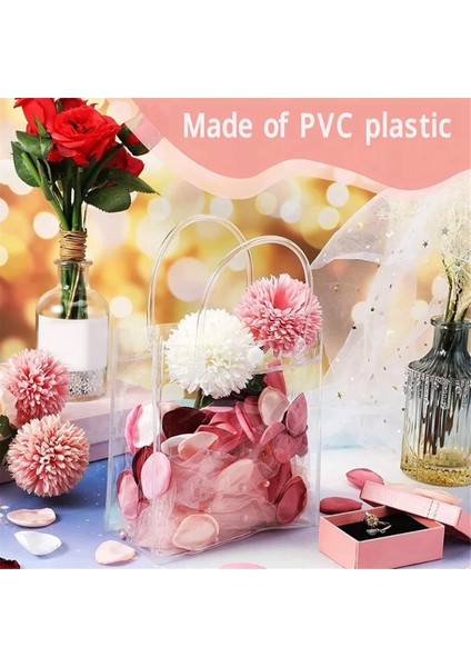10 Adet Şeffaf Hediye Keseleri Kulplu Su Geçirmez Pvc Alışveriş Çantaları Takı Şeker Parfüm Noel Hediyesi Düğün (Yurt Dışından) modelleri