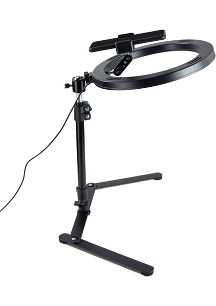 Masaüstü LED Selfie Uzaktan Kumandalı Halka Işık, Telefon Standı Tutucu Daire Dolgulu Video Lambası, Tripod Standlı Kısılabilir USB Halka Işık (Yurt Dışından)