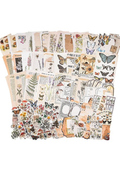 Vintage Karalama Defteri Malzemeleri Paketi (200 Adet) Art Journaling Önemsiz Günlük Planlayıcıları Için Kendi Başına Yap Kağıdı Çıkartmalar (B) (Yurt Dışından)