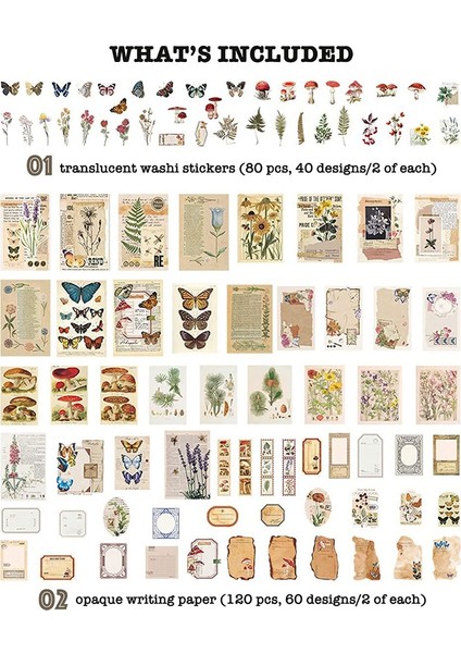 Vintage Karalama Defteri Malzemeleri Paketi (200 Adet) Art Journaling Önemsiz Günlük Planlayıcıları Için Kendi Başına Yap Kağıdı Çıkartmalar (B) (Yurt Dışından) modelleri