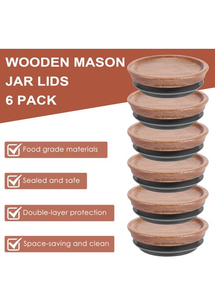 Paket Tüm Mühürlü Ahşap Saklama Kapakları Seti, Top Için Ahşap Kapaklar, Kerr Kavanozları, Gıda Sınıfı Malzeme, Kavanozlar Için Hava Geçirmez 72MM (Yurt Dışından) fırsatları