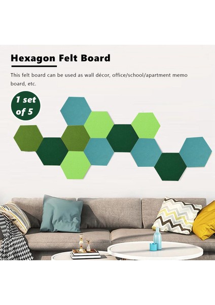 Adet/takım Altıgen Keçe Kurulu Altıgen Keçe Duvar Sticker Çok Fonksiyonlu 3D Dekoratif Ev Mesaj Panosu Kendinden Yapışkanlı Çocuk Odası Süpürgelik Yeşil Serisi (Yurt Dışından) modelleri