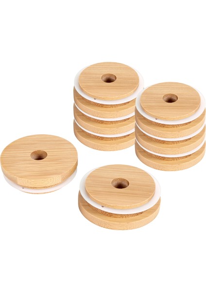 Yeniden Kullanılabilir Bambu Kavanoz Kapakları Geniş Ağızlı Kavanoz Için Saman Delikli 70MM Bambu Kavanoz Kapakları (Yurt Dışından) fiyatları