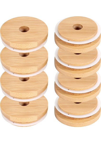 Yeniden Kullanılabilir Bambu Kavanoz Kapakları Geniş Ağızlı Kavanoz Için Saman Delikli 70MM Bambu Kavanoz Kapakları (Yurt Dışından) modelleri