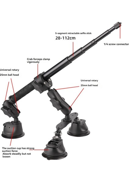 INSTA360 X4 X3 Aksiyon Kamera Aksesuarları Için Görünmez Selfie Çubuğu Bilyalı Başlık Adaptörü ile Araç Vakum Kupası Montaj Kiti (Yurt Dışından) fiyatları