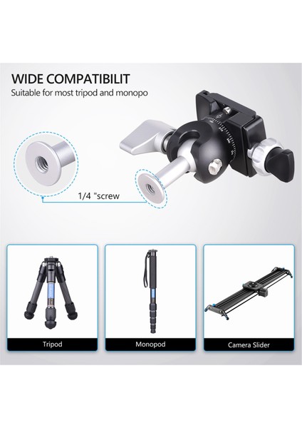 Mini Ters Küresel Kafa 360 Derece Dönen Kamera Tripod Kafası Cnc Alüminyum Alaşımlı Küresel Kafa Dslr, Kamera, Telefon Için (Yurt Dışından) fiyatları