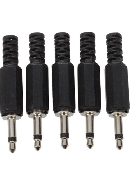 5 x Siyah Plastik 3,5 mm Erkek Mono Fiş Jak Ses Adaptörü Bağlantısı (Yurt Dışından)