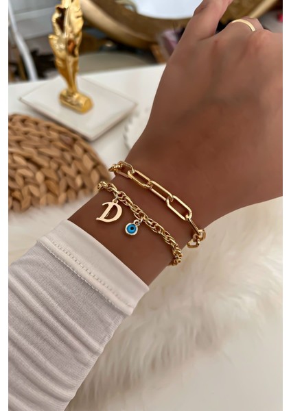Harfli Ikili Zincir Bileklik, Şık ve Zarif Takı Seçeneği