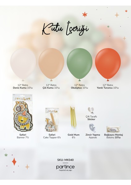 Safari Konseptli Doğum Günü Balon Zincir Seti Safari Tema Balon Zinciri fiyatları