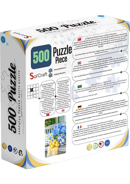 500 Parça Puzzle Çiçek Aranjmanı, Mavi Ortanca ve Limon Temalı fiyatları