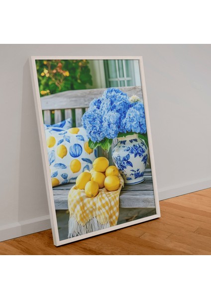 500 Parça Puzzle Çiçek Aranjmanı, Mavi Ortanca ve Limon Temalı