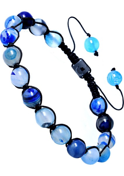 El Örgüsü Doğal Mavi Akik Bileklik, Şık Takı Tasarımı