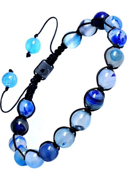 El Örgüsü Doğal Mavi Akik Bileklik, Şık Takı Tasarımı fiyatları