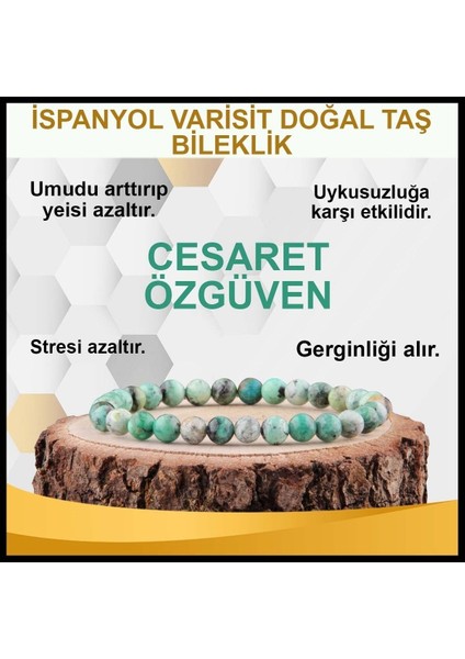 Doğal Ispanyol Varisit Taş Bileklik, Renkli ve Şık 6 mm Bileklik