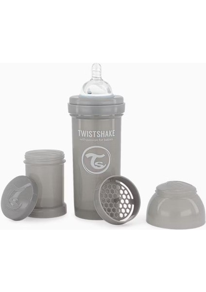 Anti-Kolik Bebek Biberonu - 260 ml (2+ Ay) | Gri modelleri