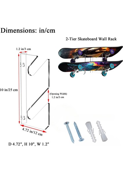 1 Çift Kaykay Rafı Kaykay Güvertesi Duvara Monte Kaykay Rafı Güçlü Akrilik Kayak Tahtası Kaykay Güvertesi Kaykay (Yurt Dışından) fiyatları