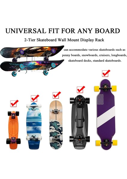 1 Çift Kaykay Rafı Kaykay Güvertesi Duvara Monte Kaykay Rafı Güçlü Akrilik Kayak Tahtası Kaykay Güvertesi Kaykay (Yurt Dışından) indirimleri