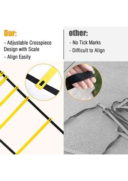 Çeviklik Merdiveni Seti 20FT Ayarlanabilir Hız Eğitim Merdiveni, Futbol, Spor Eğitimi Için 12 Futbol Eğitim Diski ile (Yurt Dışından) modelleri