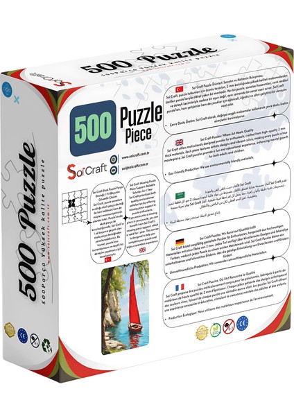 500 Parça Puzzle Deniz Manzaralı Kırmızı Yelkenli Tekne fiyatları