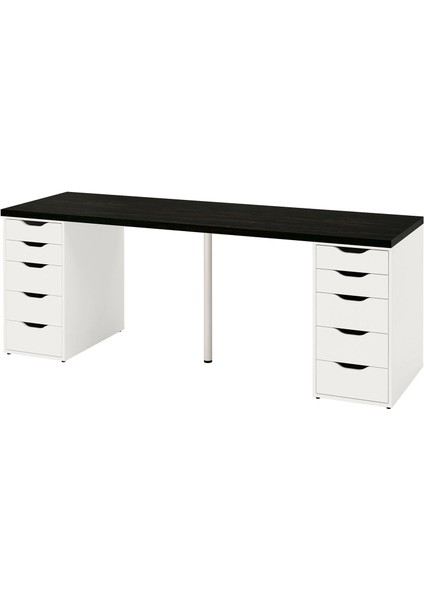 Alex Çalışma Masası 200 × 60 cm Venge Beyaz Geniş Yüzey Depolama Uyumlu