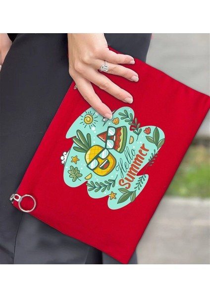 Renkli Astarlı Kırmızı Portföy Çanta 30X21CM, Baskılı El ve Organizer Çanta fiyatları