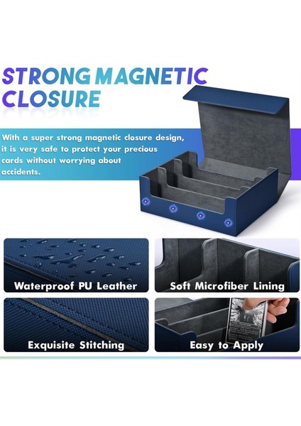 Ticaret Kartları Için Kart Saklama Kutusu, Kart Destesi Kasasında 1800'DEN Fazla Tek Kollu Kart Saklama Kutusu, Mavi (Yurt Dışından) modelleri