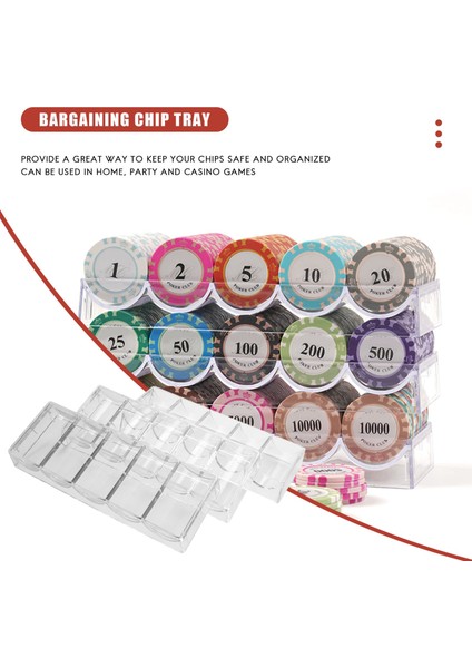 10 Adet Profesyonel Akrilik Poker Çipi 100 Çip Tepsisi (Kapaksız) (Yurt Dışından) fiyatları