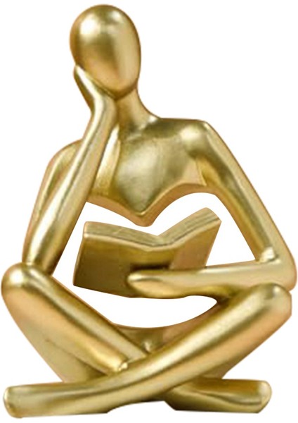 Düşünürler Heykelleri, Altın Düşünürler Reçine Heykeli Okuma Süsü, Düşünürler Heykel Dekorasyonu, Modern Kitap Dekoru B (Yurt Dışından)