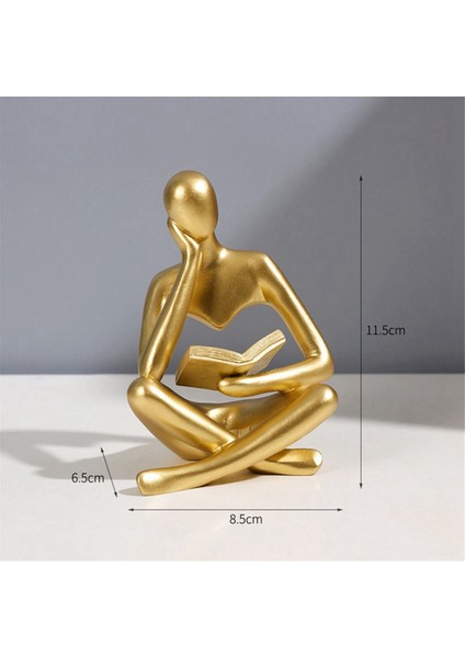 Düşünürler Heykelleri, Altın Düşünürler Reçine Heykeli Okuma Süsü, Düşünürler Heykel Dekorasyonu, Modern Kitap Dekoru B (Yurt Dışından) indirimleri