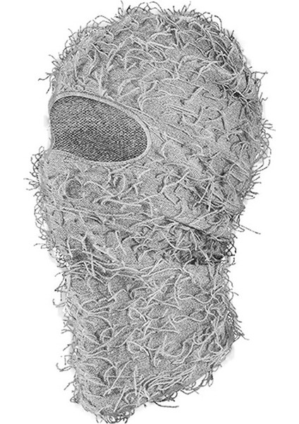 Distressed Kayak Maskesi Tam Yüz Örme Tüylü Yeat Shiesty Distress Maskesi Erkekler Kadınlar Gri (Yurt Dışından)