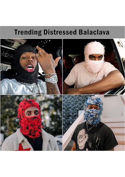 Distressed Kayak Maskesi Tam Yüz Örme Tüylü Yeat Shiesty Distress Maskesi Erkekler Kadınlar Gri (Yurt Dışından) fırsatları