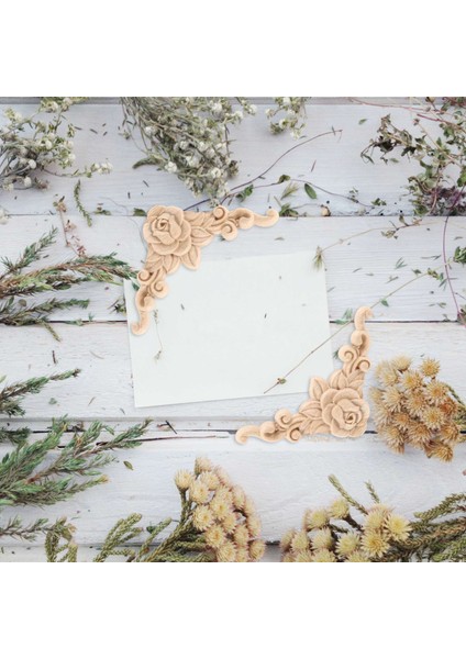 4 Adet 8*8 cm Ahşap Oyma Köşe Onlay Aplike Kapı Dolabı Gül Boyasız Avrupa Tarzı (Yurt Dışından) fiyatları