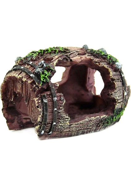 Kahverengi Akvaryum Yapay Fıçı Mağara Reçine Süsleri Peyzaj Aksesuarları Balık Tankı Akvaryum Dekor Arka Planı (Yurt Dışından)