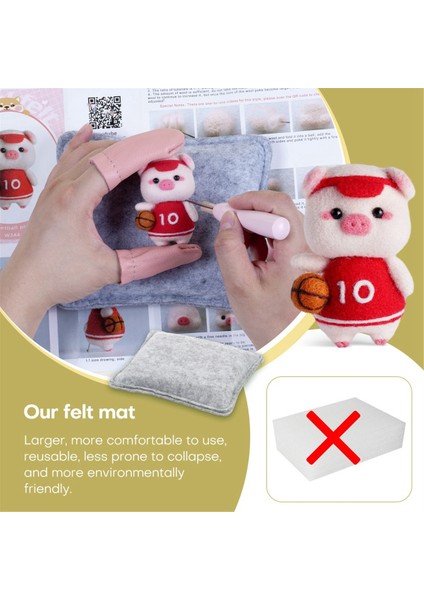 Yeni Başlayanlar Için Sevimli Domuzcuk Bebek Iğne Keçe Kitleri,iğne Keçe Kiti,keçe Iğneleri,köpük Ped,keçe Kumaş,talimat (Yurt Dışından) fırsatları