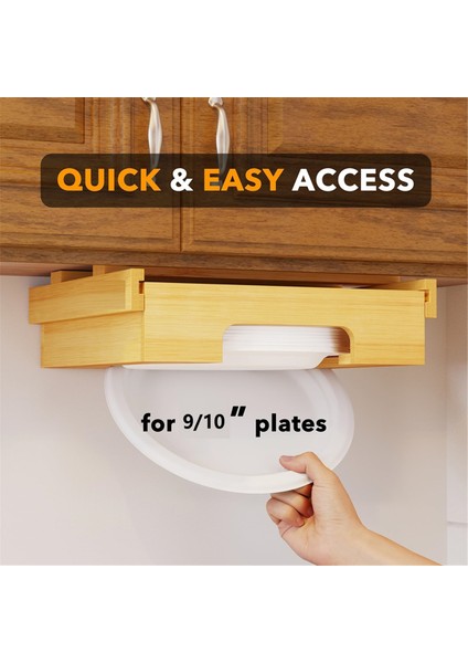 9/10-Inç Bambu Kağıt Tabak Dağıtıcısı - Mutfak Dolapları Için Dolap Altı ve Tezgah Üstü Tutucu Tabaklar Için Evrensel C (Yurt Dışından) fiyatları