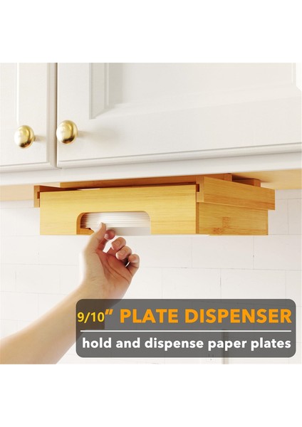 9/10-Inç Bambu Kağıt Tabak Dağıtıcısı - Mutfak Dolapları Için Dolap Altı ve Tezgah Üstü Tutucu Tabaklar Için Evrensel C (Yurt Dışından) modelleri