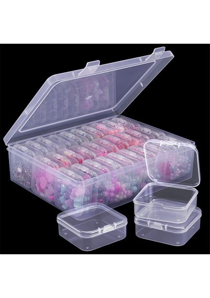 Boncuk Düzenleyici Kutusu, 30 Adet Küçük Şeffaf Plastik Saklama Kapları ile Büyük Şeffaf Kutu, Taşınabilir El Sanatları Saklama Kutusu (Yurt Dışından) fırsatları